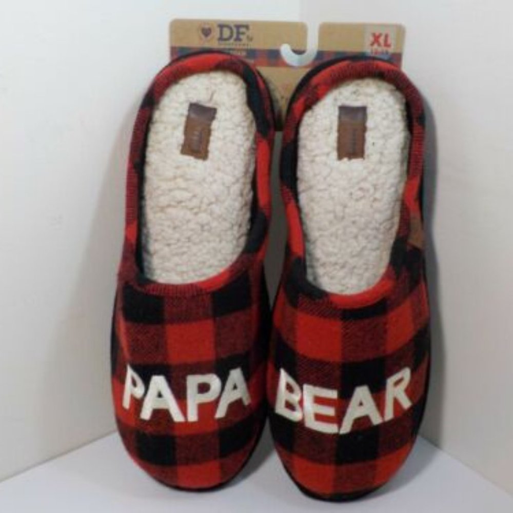 Dearfoams Papa Bear Scuff Open Back Slip On Men's Slippers XL 13-14 NWT